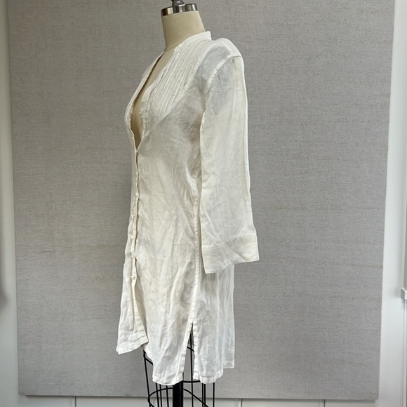 Marks & Spencers White Linen Long Shirt - 10 (M) - Picture 3 of 7